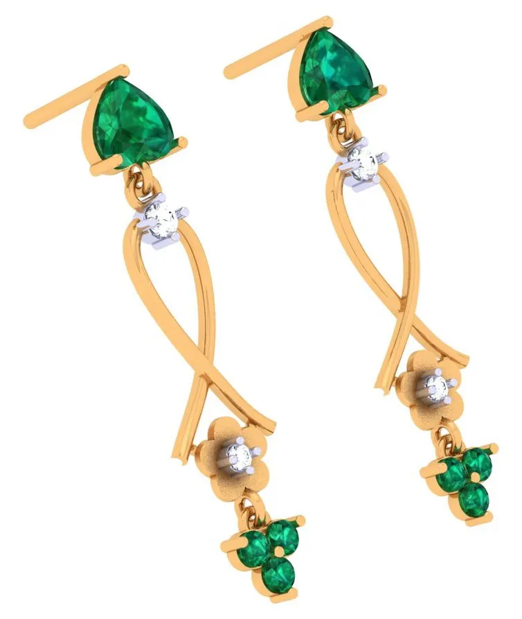 Stylish Stone Studded Gold Diamond Earrings For Women