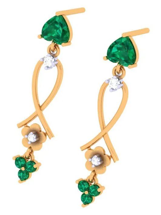 Stylish Stone Studded Gold Diamond Earrings For Women