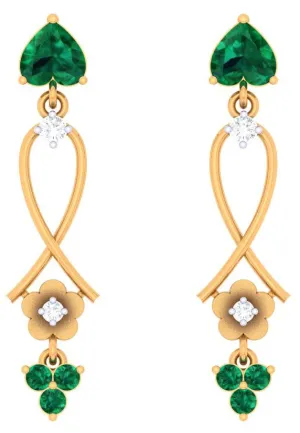 Stylish Stone Studded Gold Diamond Earrings For Women