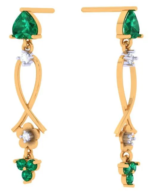 Stylish Stone Studded Gold Diamond Earrings For Women