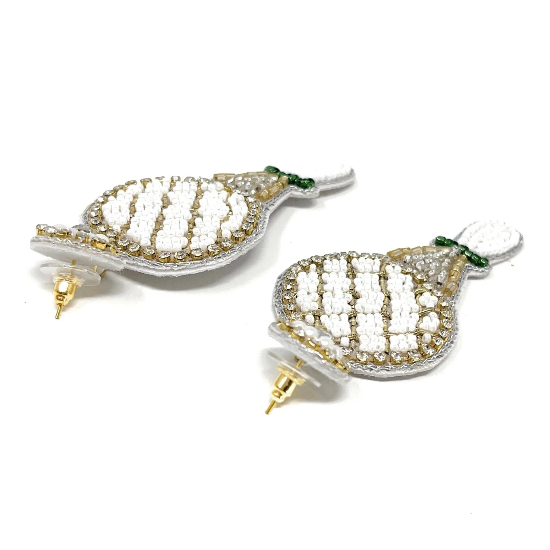 Tennis White Racket Beaded Earrings