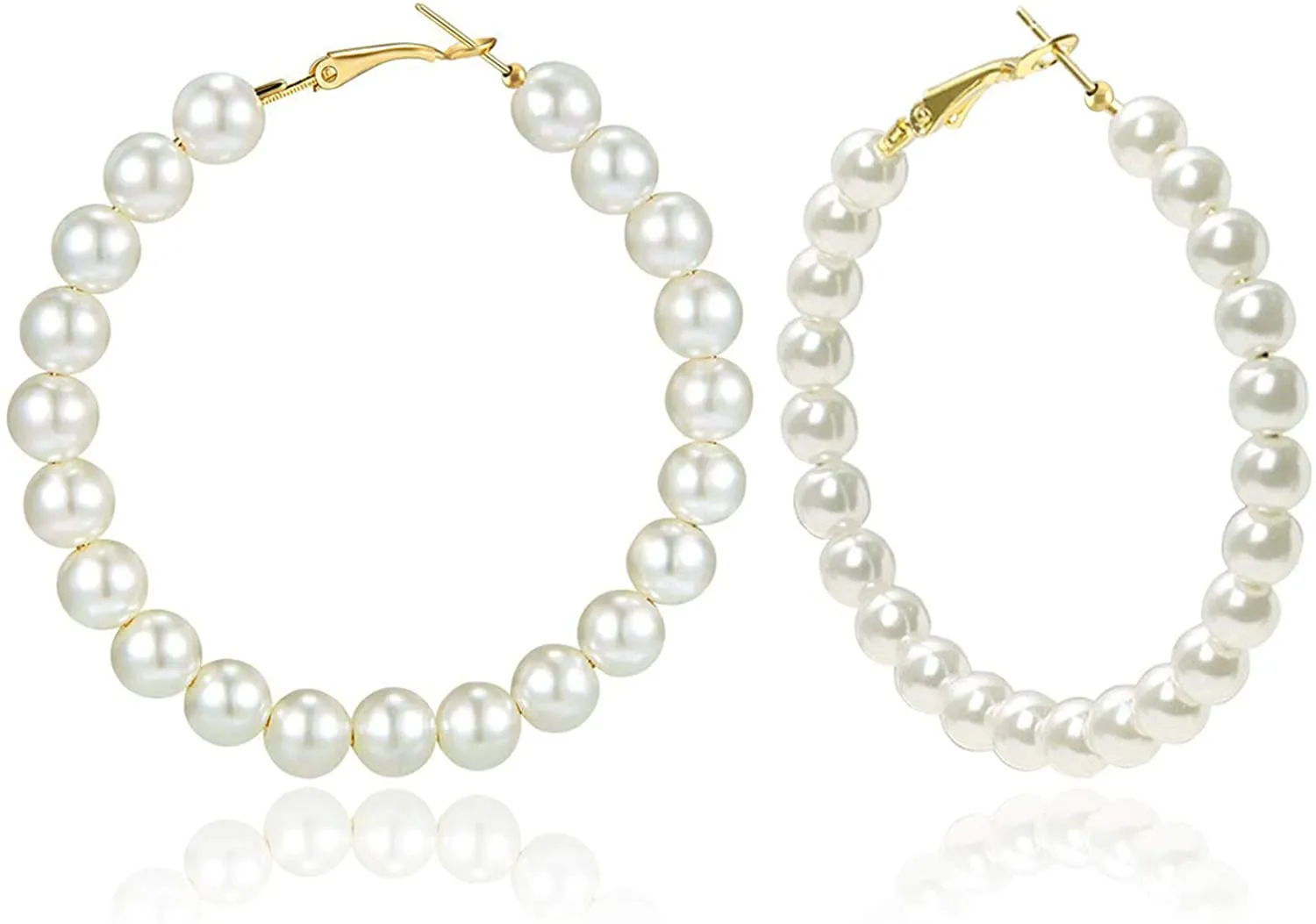 White Pearl Hoop Fashion Drop Dangle Hypoallergenic Layer Earrings