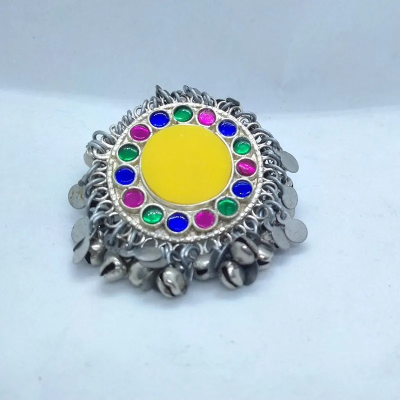 Yellow and Green Tribal Kuchi Massive Ring