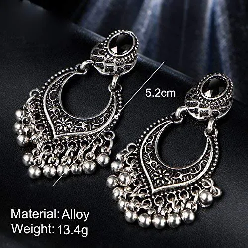 Yellow Chimes Oxidized Silver Combo 2 Pairs Stylish Fancy Traditional Chandbali Earrings For Women & Girls